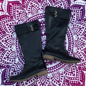 Black Leather Sole Society Boots